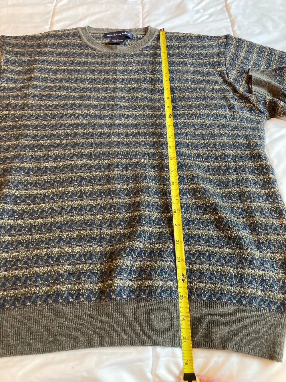 Brown & Blue Striped Crewneck Sweater - size Large